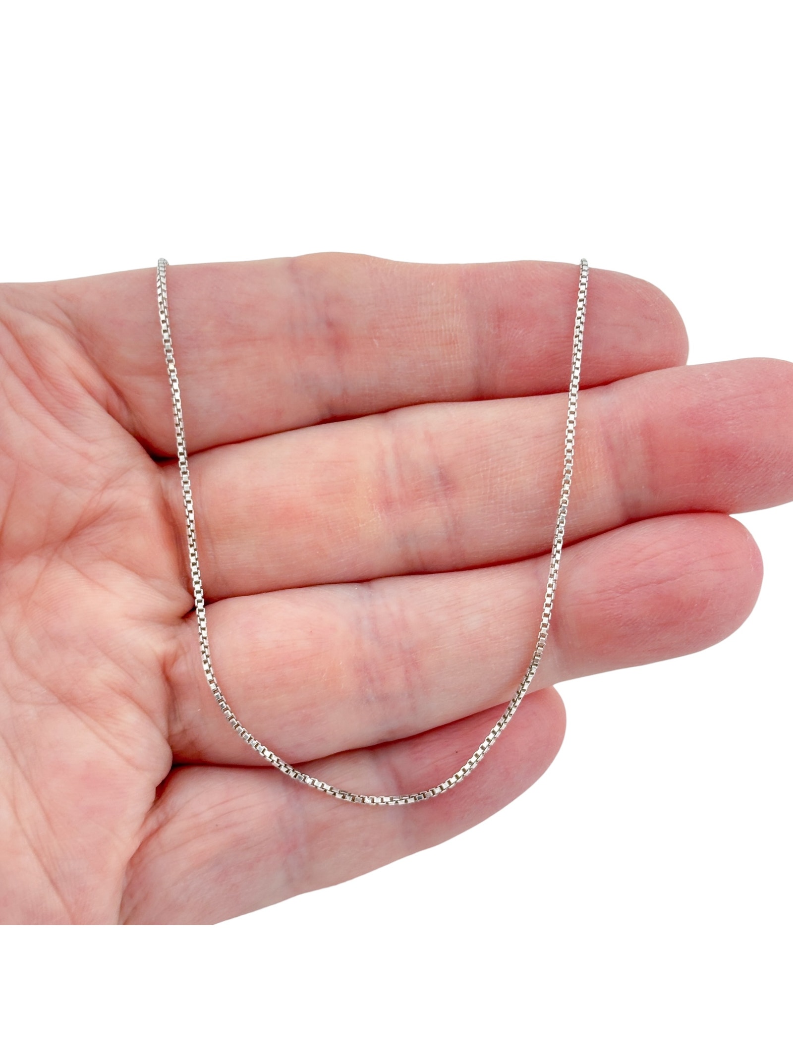 Vintage Italian Sterling Silver 925 Box Link Chain Necklace 16